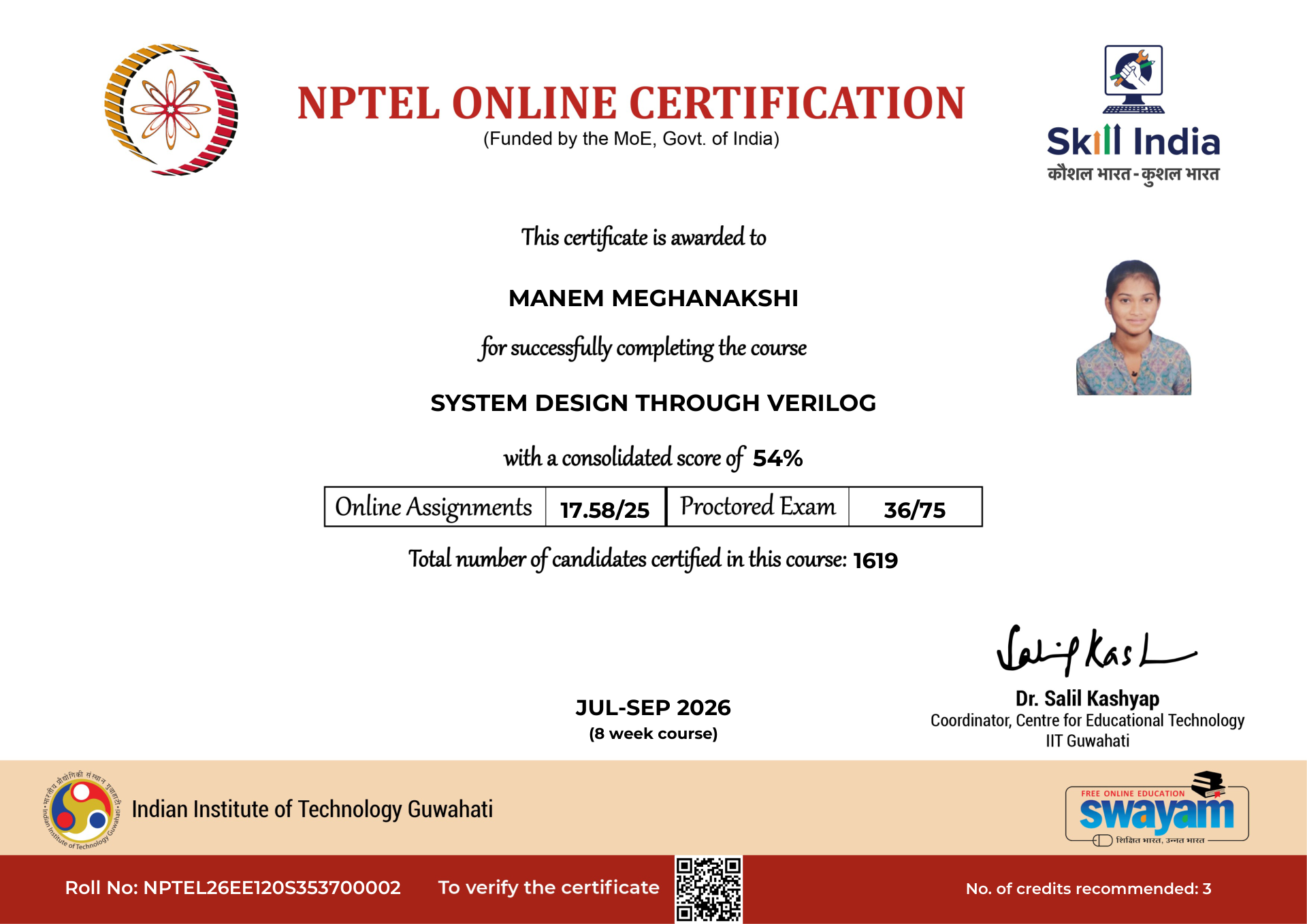 NPTEL Certificate NOC-RP60-W5Q9-CQGXE