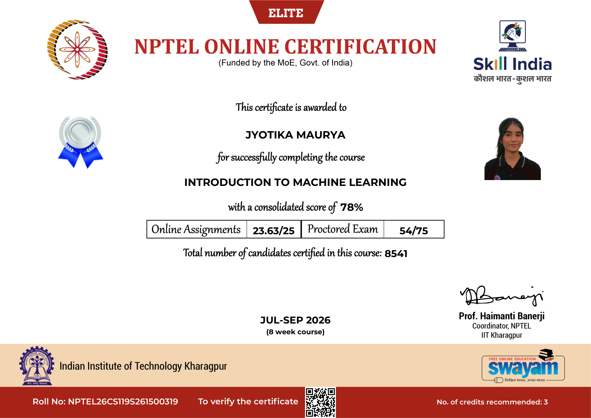 NPTEL Certificate NOC-RP9N-H1P4-15SH9