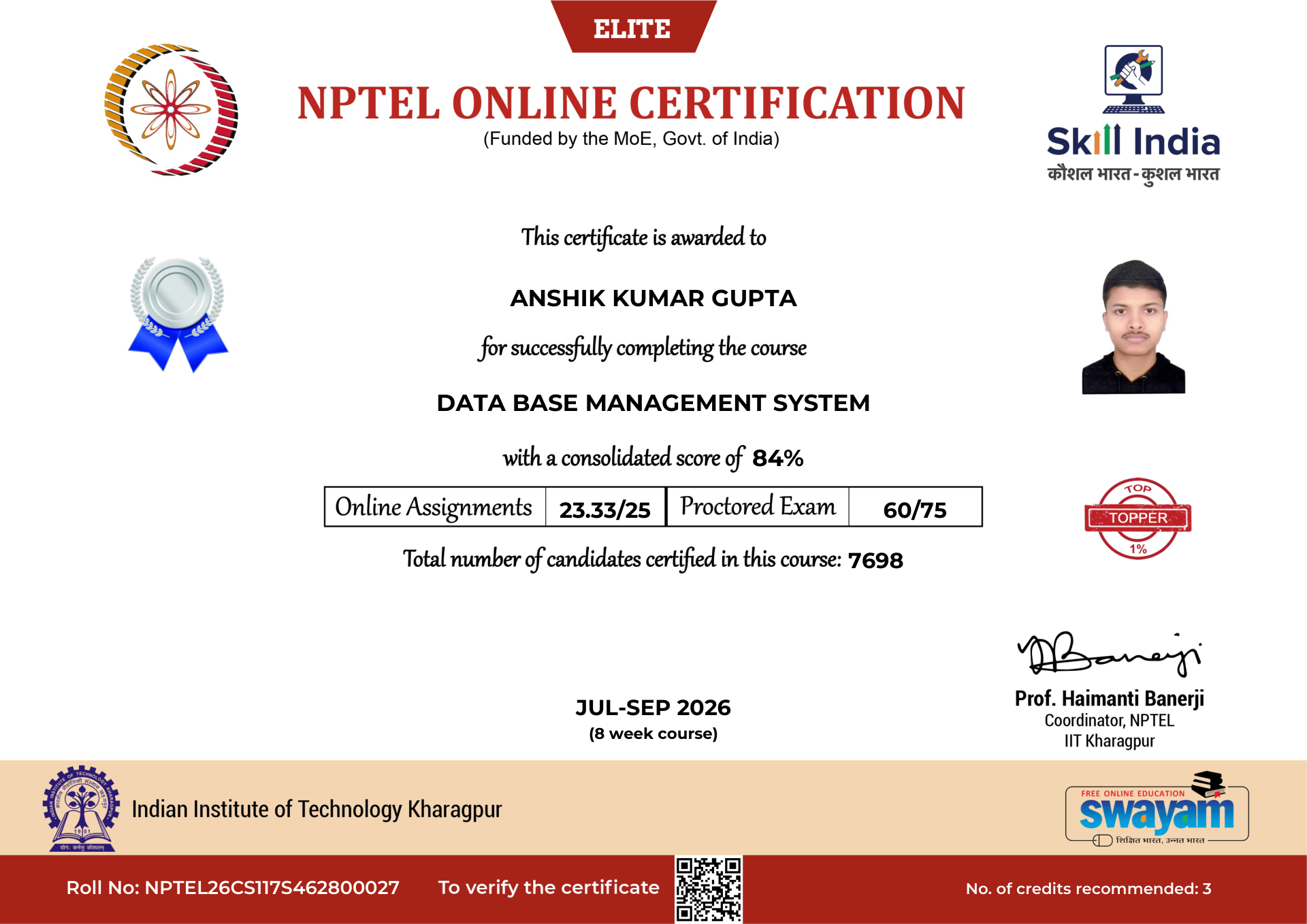 NPTEL Certificate NOC-S9WW-RHR2-PMZEQ