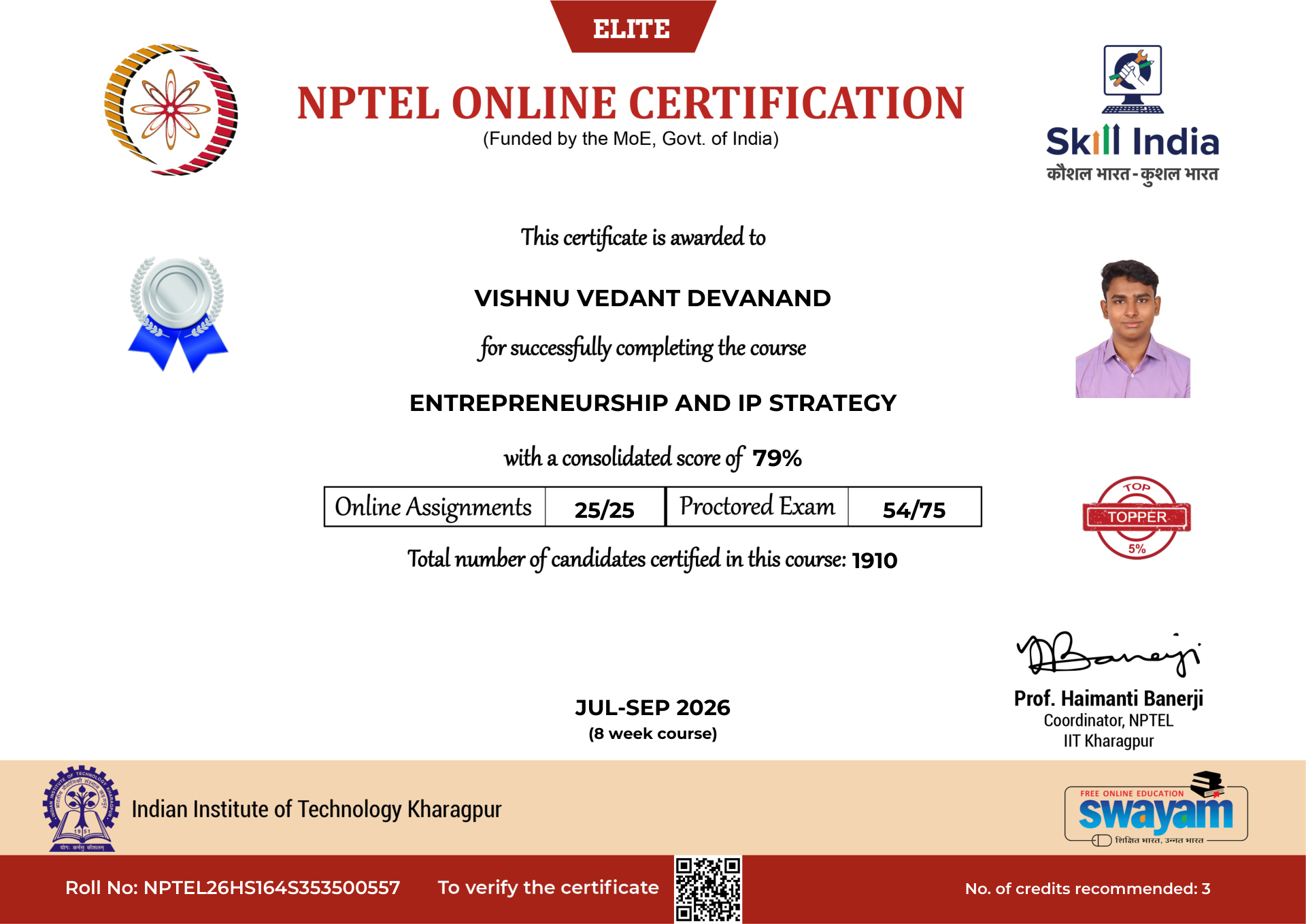 NPTEL Certificate NOC-SGSW-8PVA-YHJW2