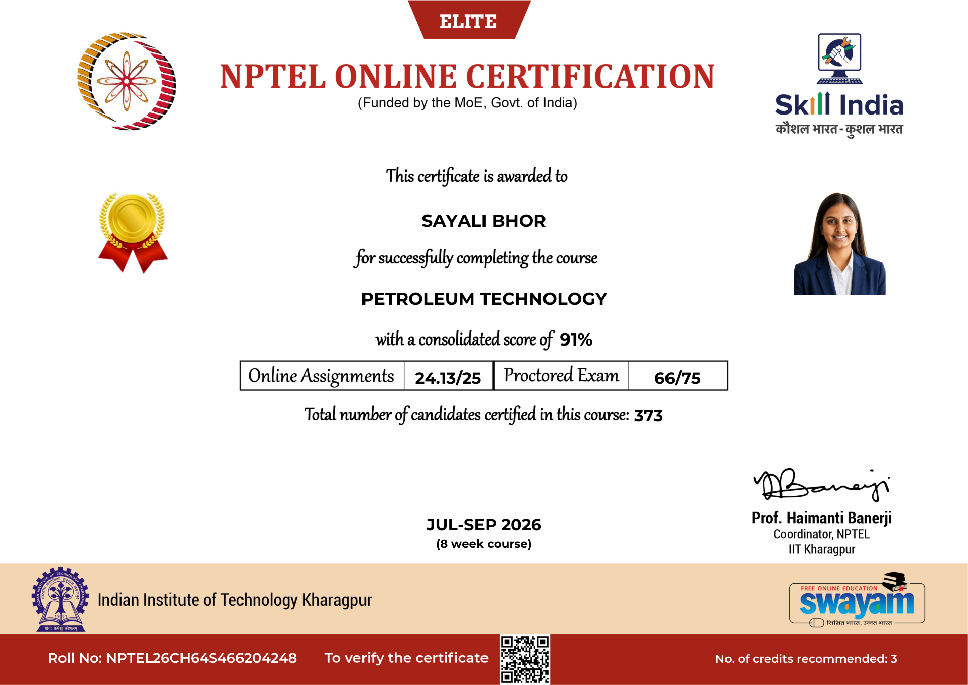 NPTEL Certificate NOC-TBSS-NDQF-QQD8T