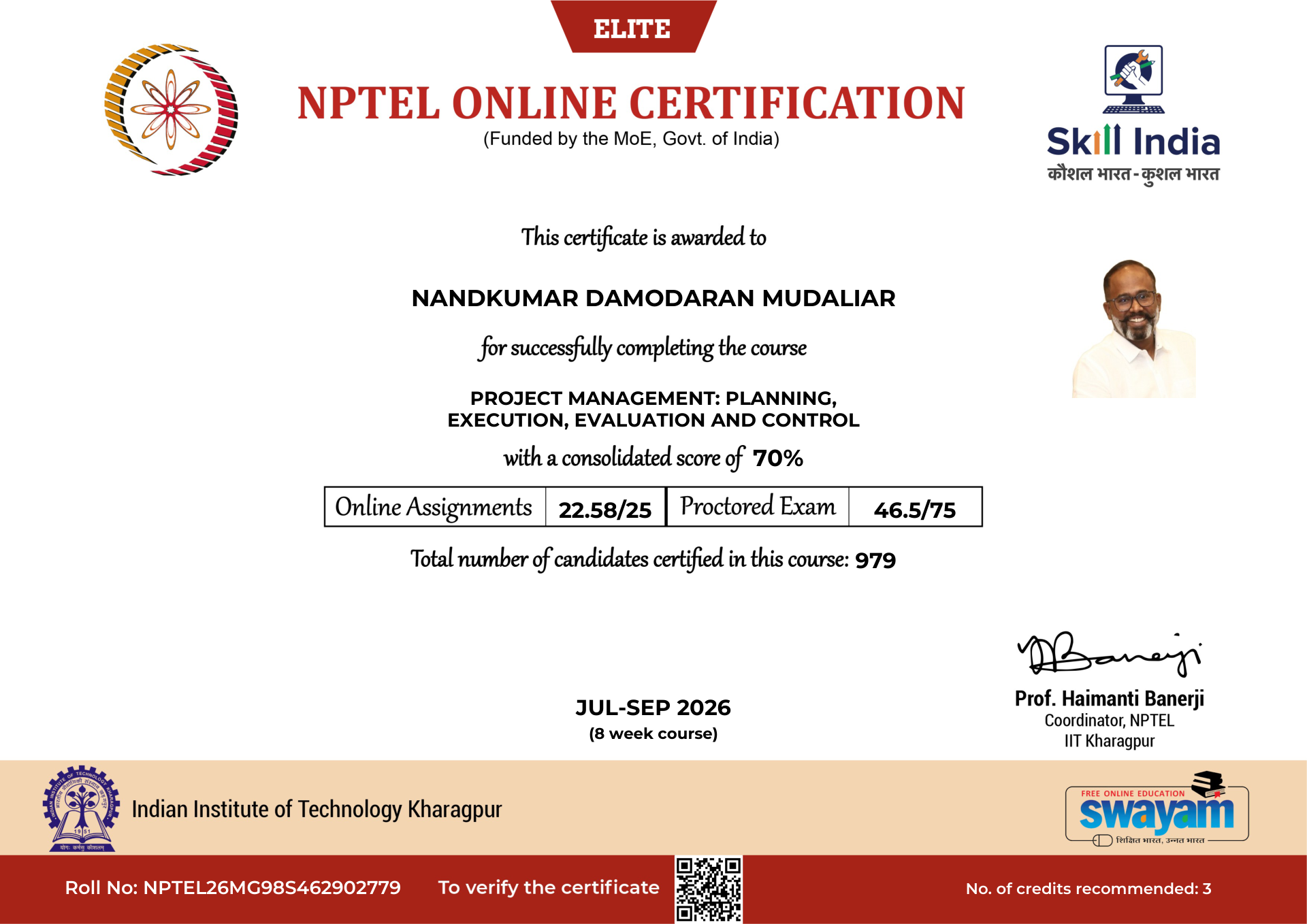 NPTEL Certificate NOC-THXM-Q0GH-T6ZYR