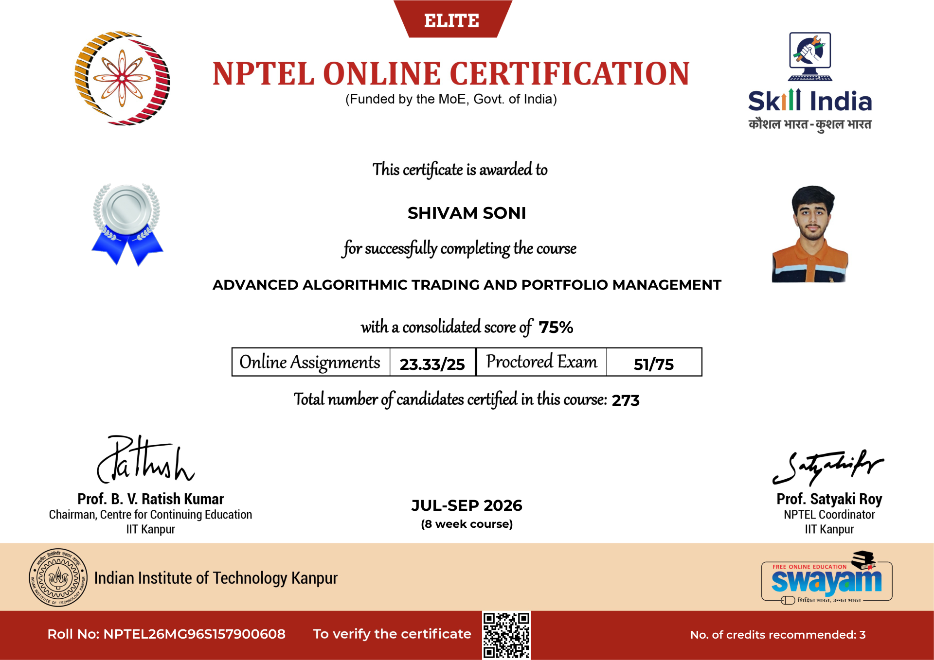 NPTEL Certificate NOC-VPA1-7CTY-Y5JBB