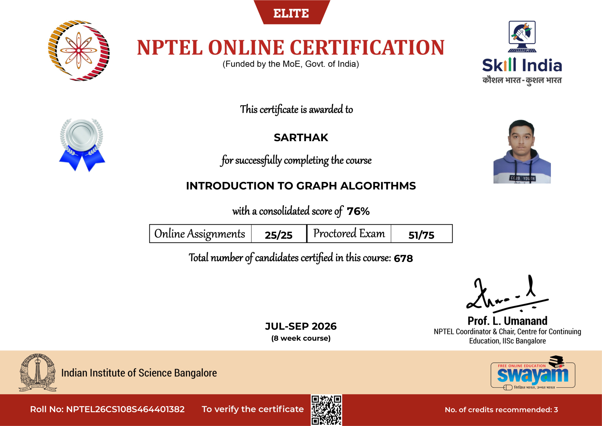 NPTEL Certificate NOC-WXH7-E67R-T68ZS