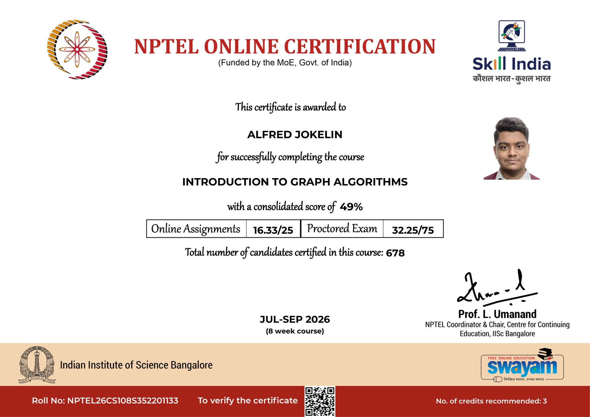 NPTEL Certificate NOC-ZE8F-MG85-HDWG9